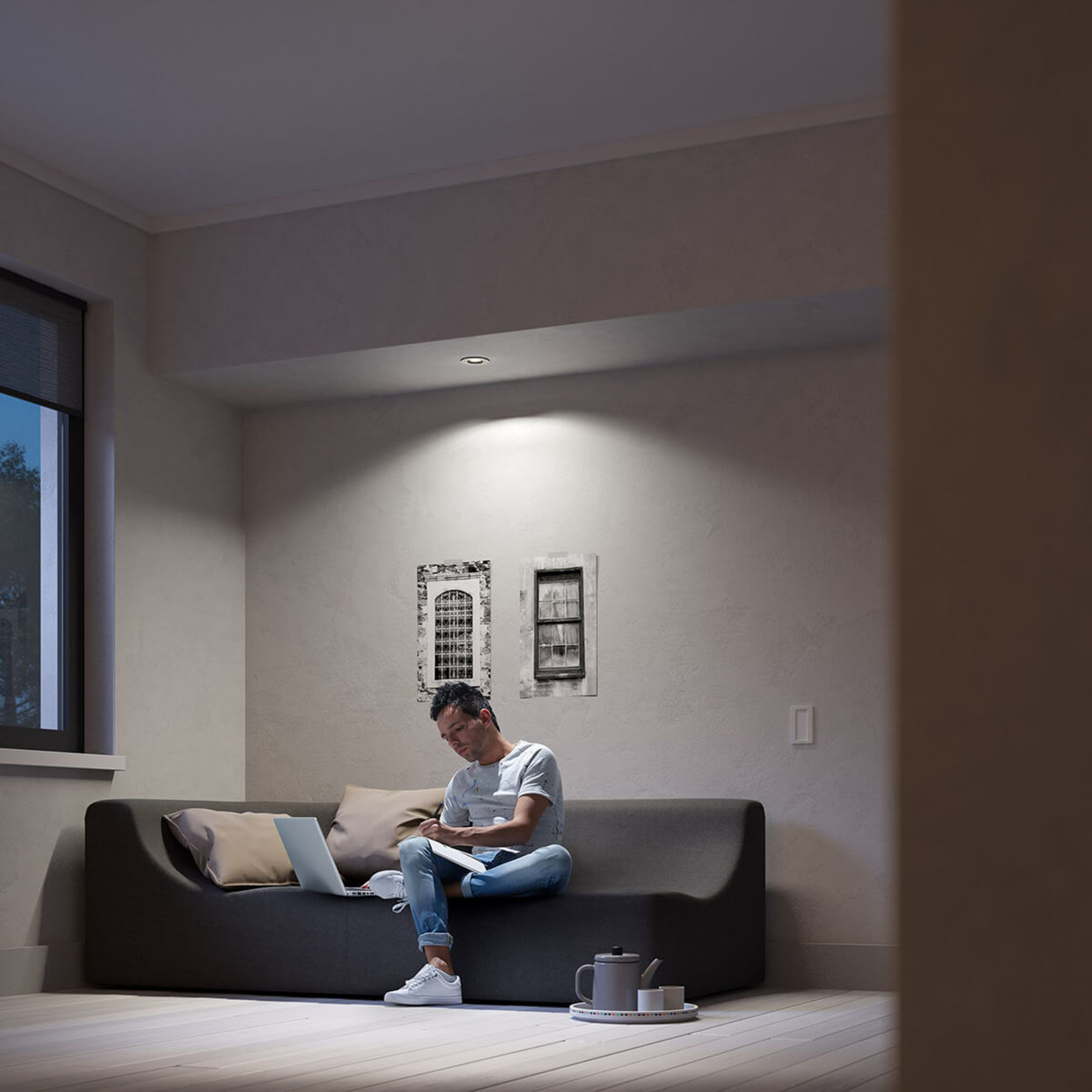 PHILIPS HUE Philips Hue Milliskin downlight, round, aluminium, for Living / Dining Room, plastic, GU10, 5 W, energy efficiency: A