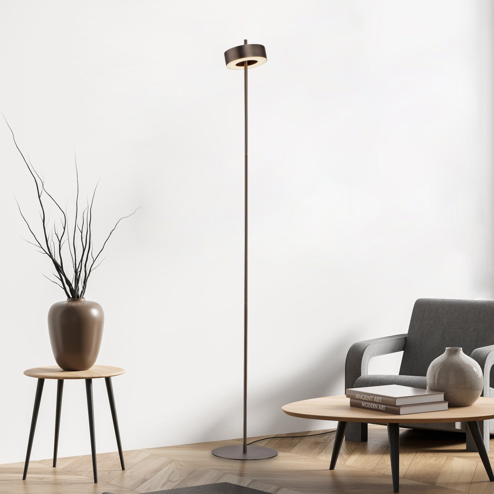 Paul Neuhaus Smart LED floor lamp Q-Rotate dark brown 140 cm