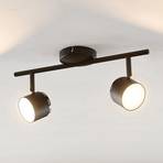 Lindby Marrie LED spot, zwart, 2-lamps, stang