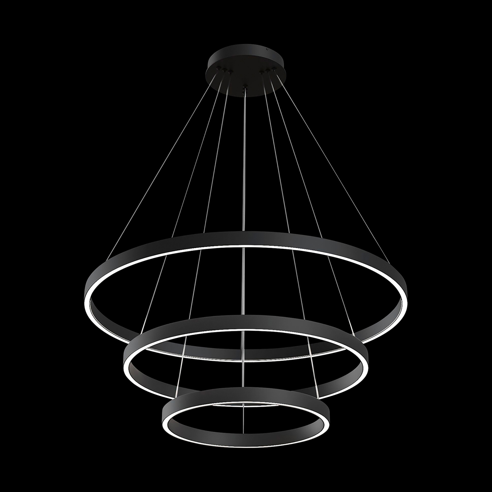 Maytoni Rim LED-hængelampe, 840, 3 ringe, sort