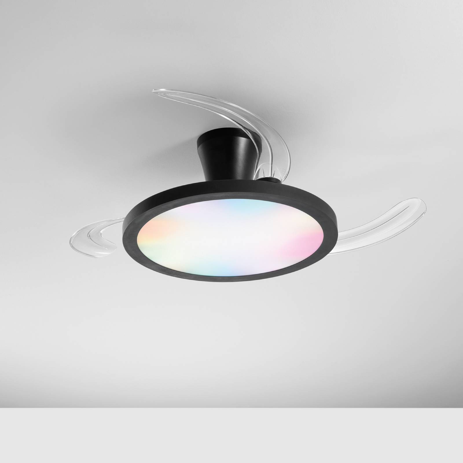 INTEC LED-takfläkt Condor, svart, Ø 106 cm, CCT RGB, tystgående