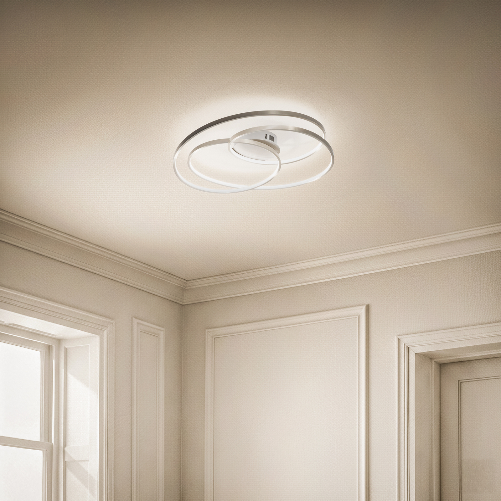 Lindby Joline LED ceiling lamp, Ø 60 cm, nickel-coloured, metal Lindby Joline LED ceiling lamp, Ø 60 cm, nickel-coloured, metal