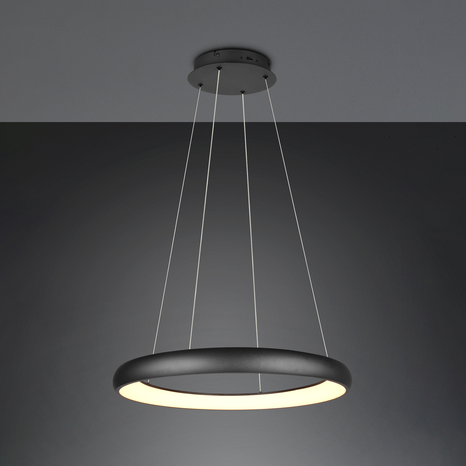 Suspension LED Cardona, Ø 75 cm, noir, CCT, métal