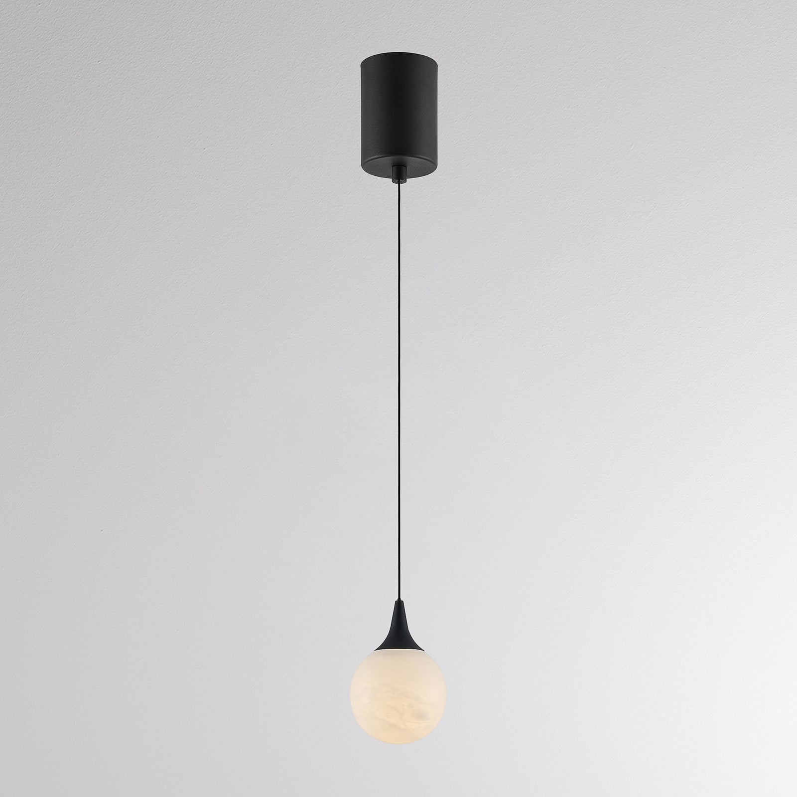 Molto Luce Lampă suspendată LED ARE negru alabastru Ø 10 cm CCT DALI - Camera de zi / sufragerie - Modern - Piatră