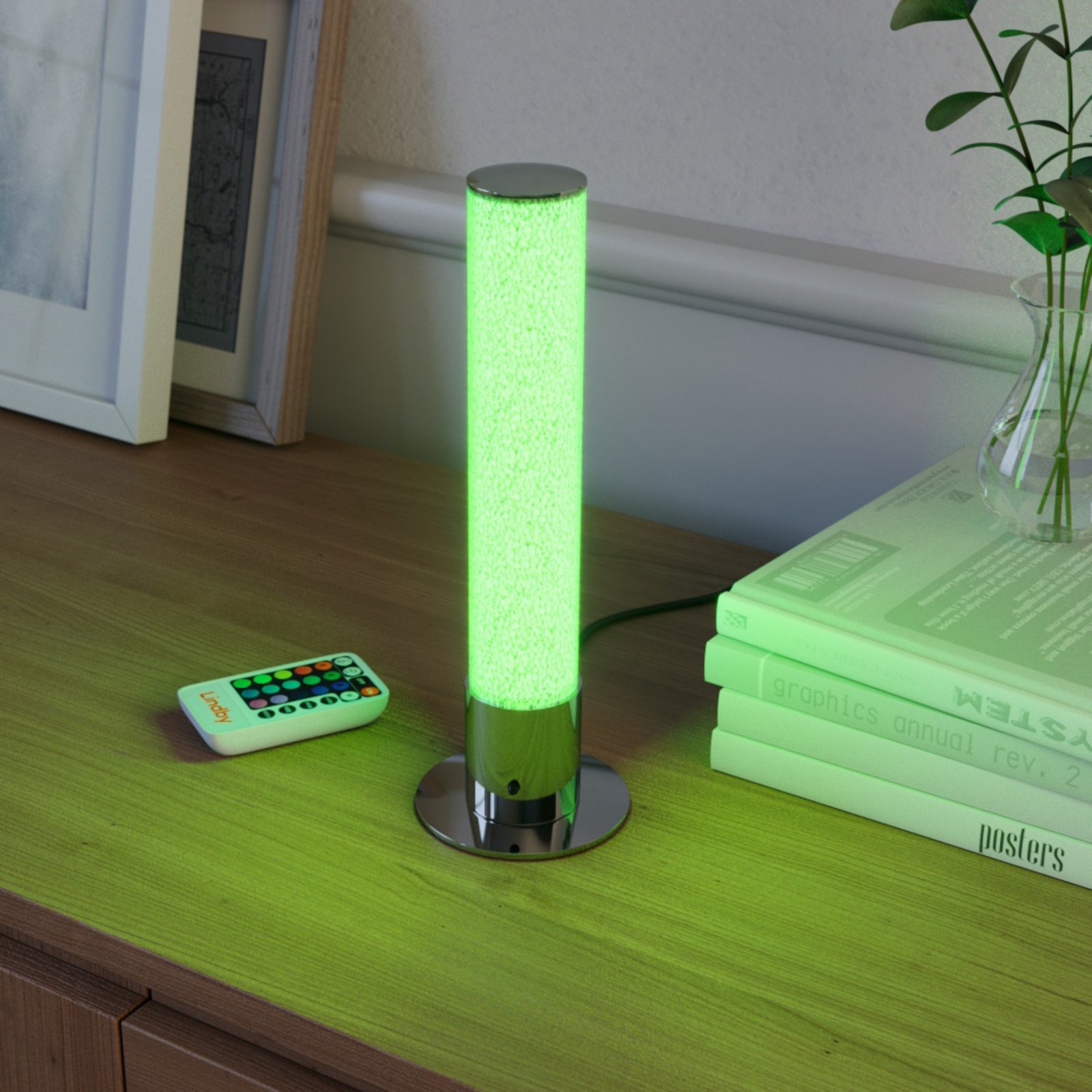 LED-pöytälamppu Fria, sylinteri, RGB, kaukosäädin