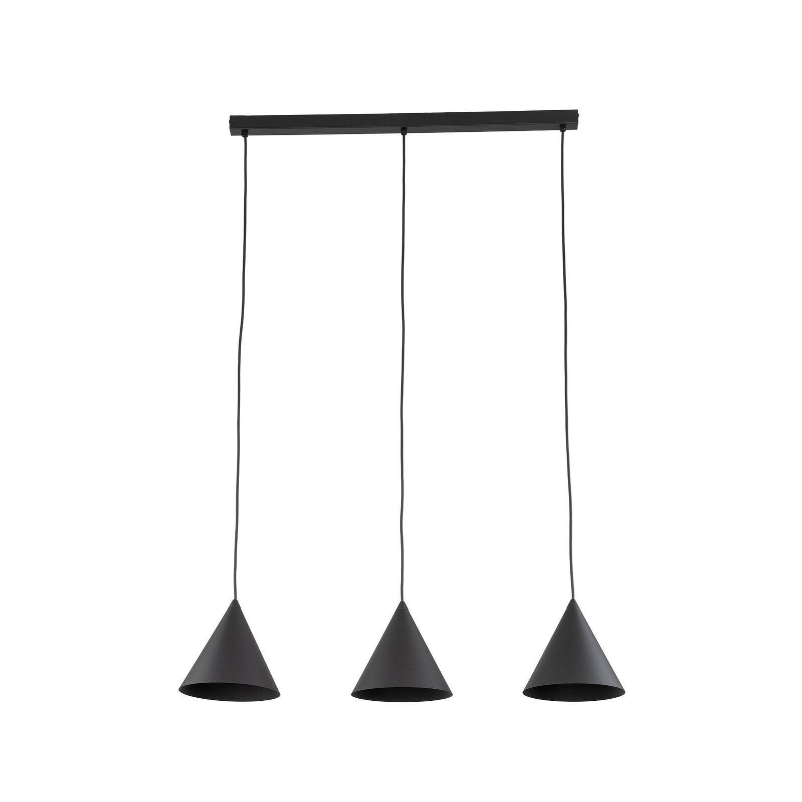 Závěsné světlo Cono, 3 žárovky, černé, E27