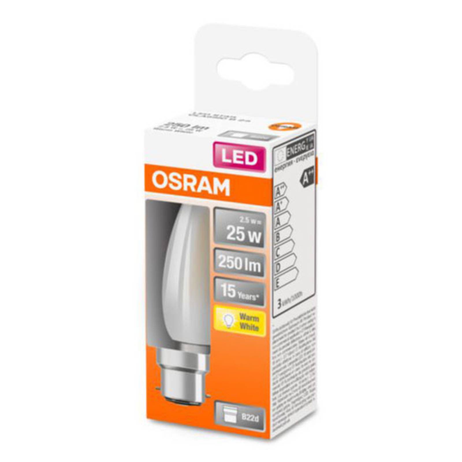 Image of OSRAM ampoule flamme LED B22d 2,5 W 2 700 K mate 4058075436428