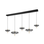 Candeeiro suspenso LED Keaton, preto/dourado 140 cm CCT, 5 lâmpadas.