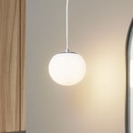 Lucande lampada a sospensione Bidolo, colore cromo, vetro, Ø 15 cm, IP44