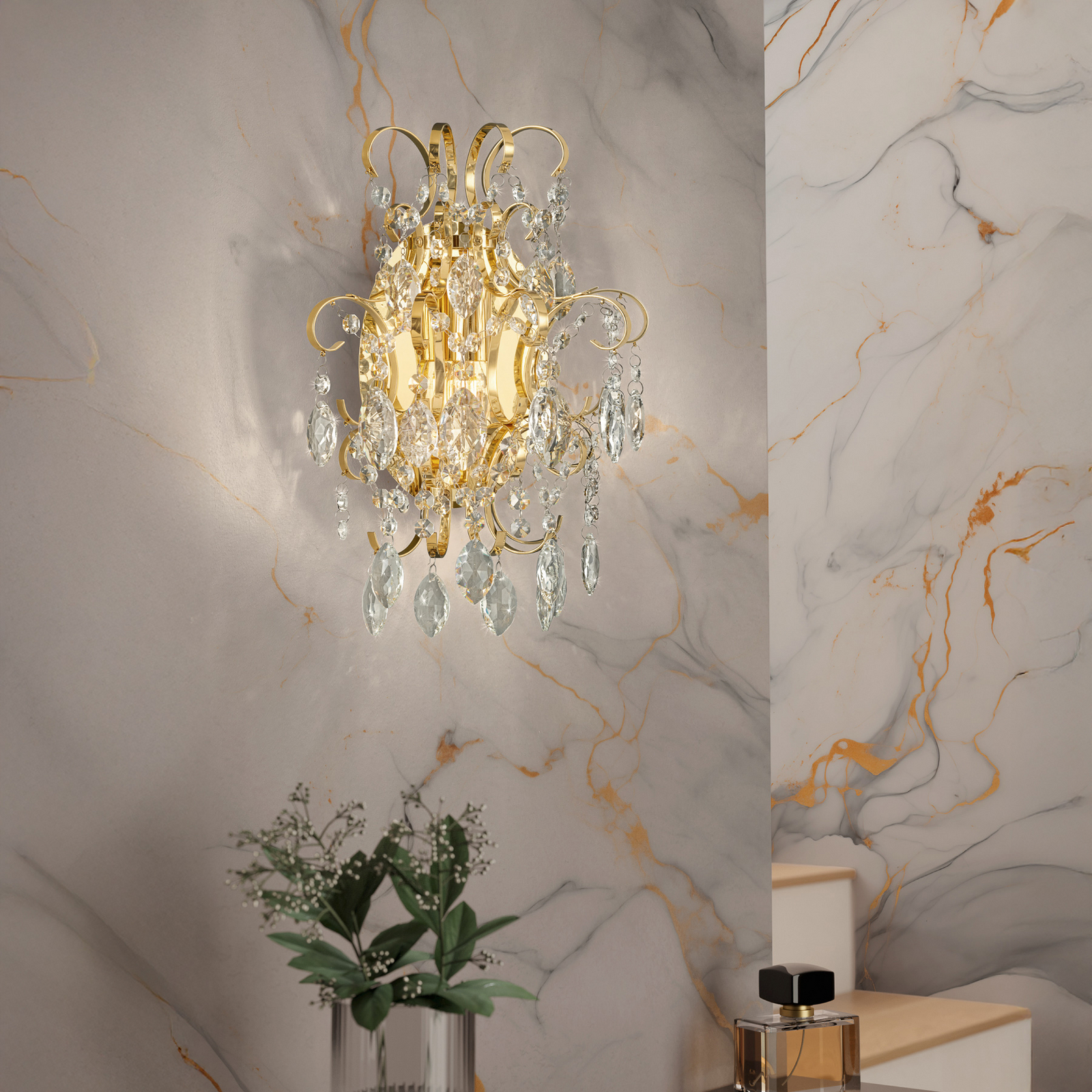 Stars of Light Fenoullet wall light, brass, height 37 cm