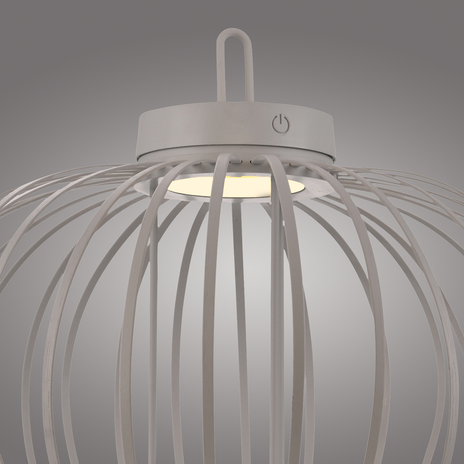 JUST LIGHT. LED-bordlampe Akuba gråbeige 37 cm bambus