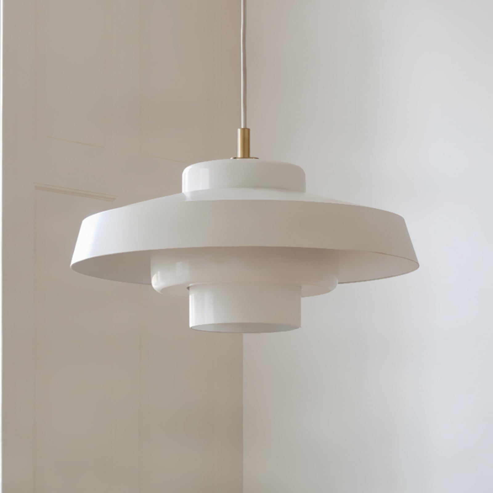 NOLA Rico pendant light, beige, Ø 38 cm, metal/glass