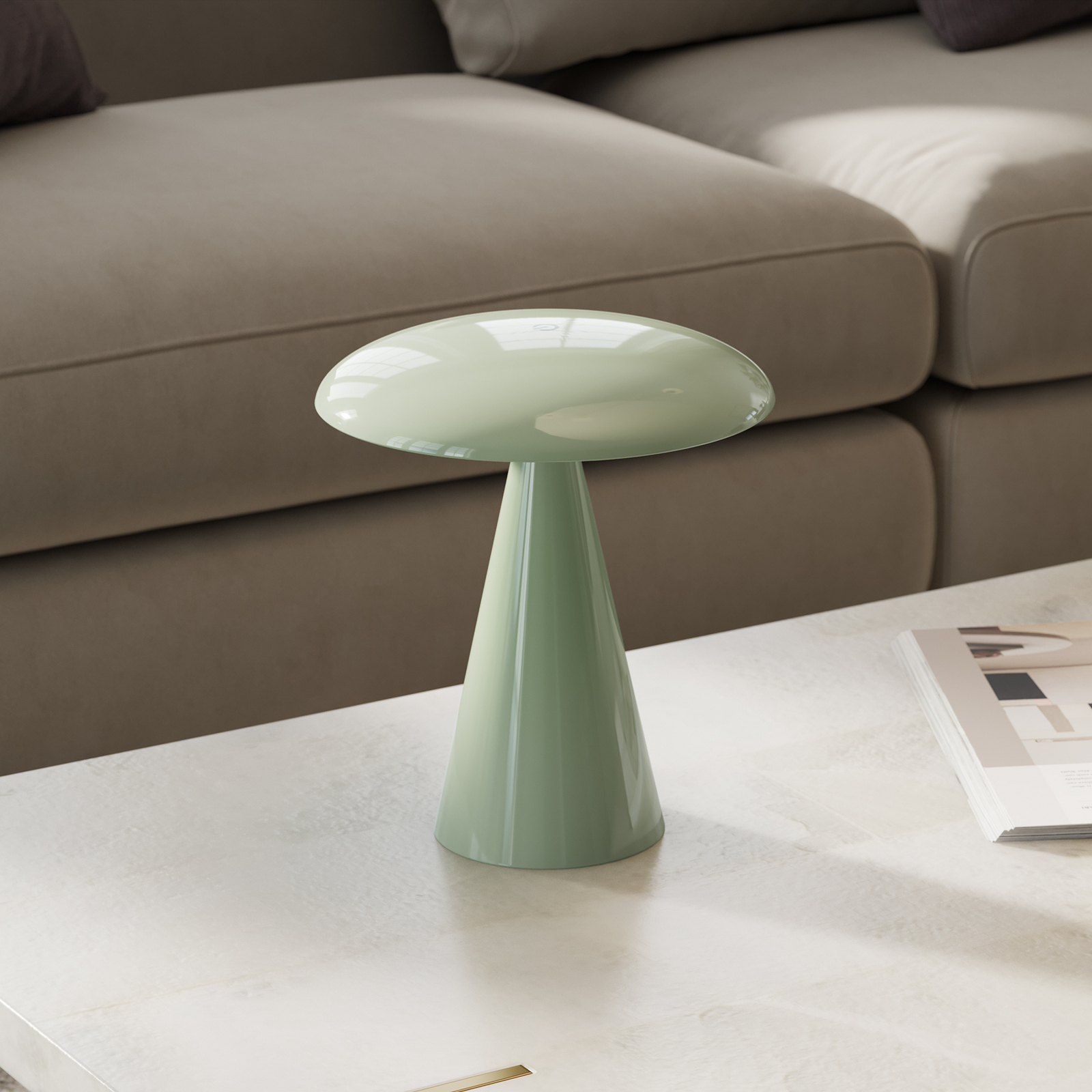 „Beacon“ LED akumuliatorinė stalo lempa „Kinoko“, žalia, 27 cm, CCT „Beacon“ LED akumuliatorinė stalo lempa „Kinoko“, žalia, 27 cm, CCT