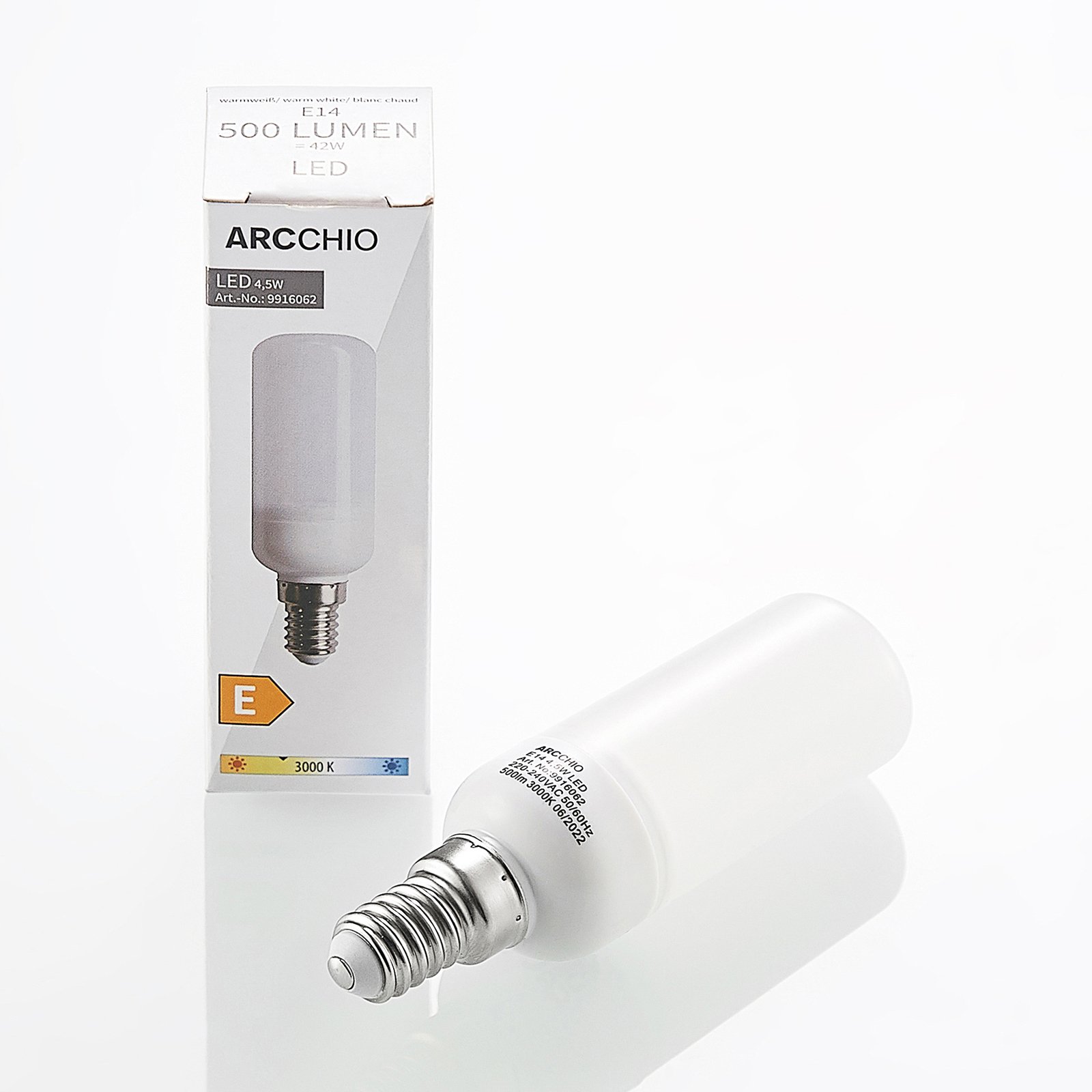 Arcchio ampoule tubulaire LED E14 4,5W 3.000K set de 3 pièces