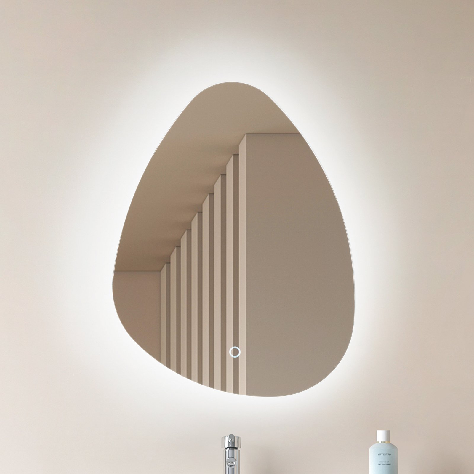 Lucande LED mirror Celestiel, drop-shaped, CCT, 60 cm