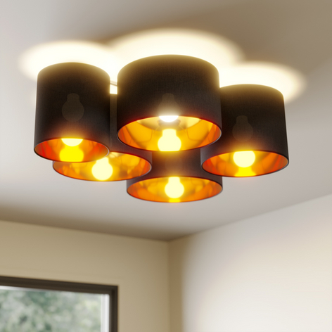 Lindby Laurenz Deckenlampe, 5-fl., 83 cm grau-gold