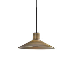 Bover LED závesná lampa Platet, čierna/mosadzná farba Ø 20 cm
