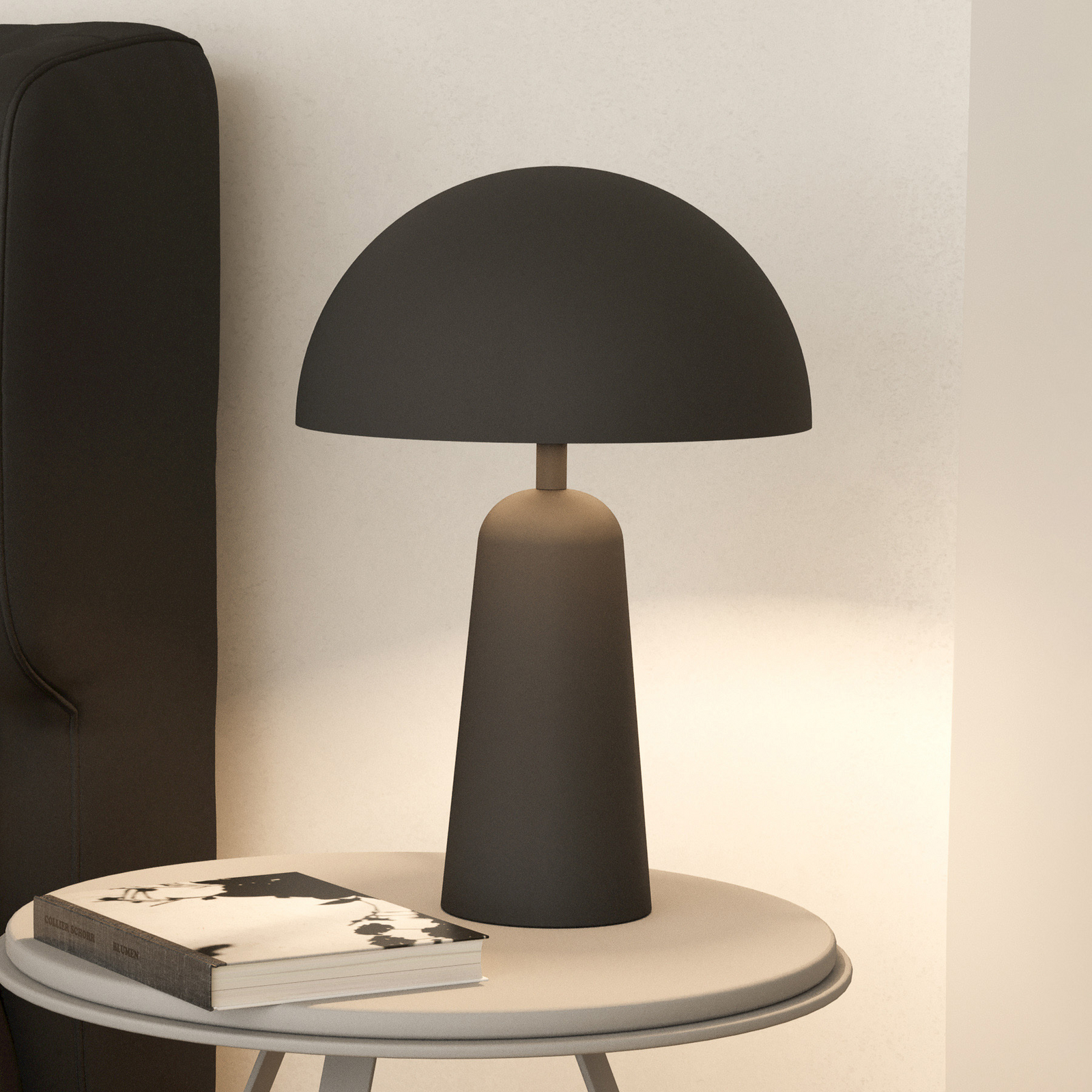 Tischleuchte Aranzola, unten strahlend, schwarz