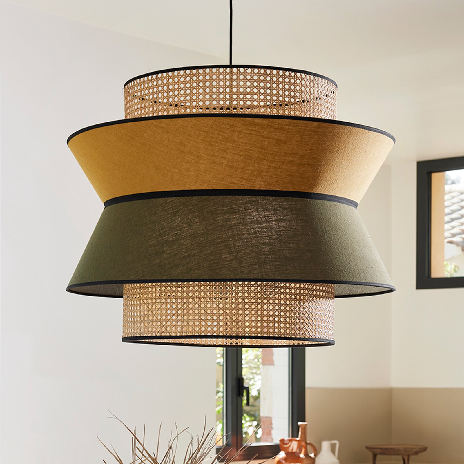 Singapour XXL Hängeleuchte khaki/curry - MARKET SET