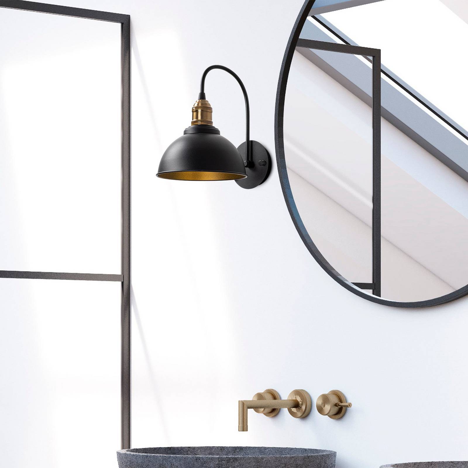 Wandleuchte Saglam, schwarz/gold, Höhe 36 cm, Metall günstig online kaufen