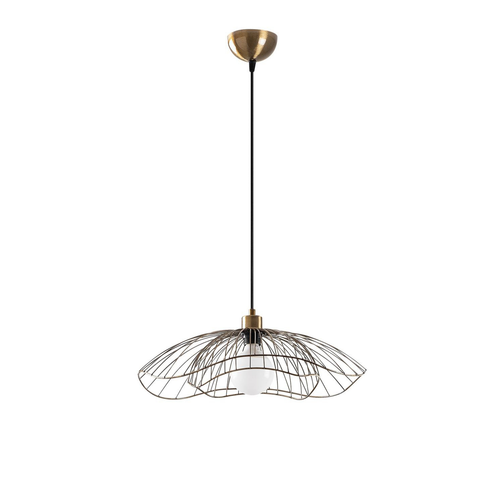 Pendant light Tel, antique brass, Ø 50 cm, 1-bulb, metal