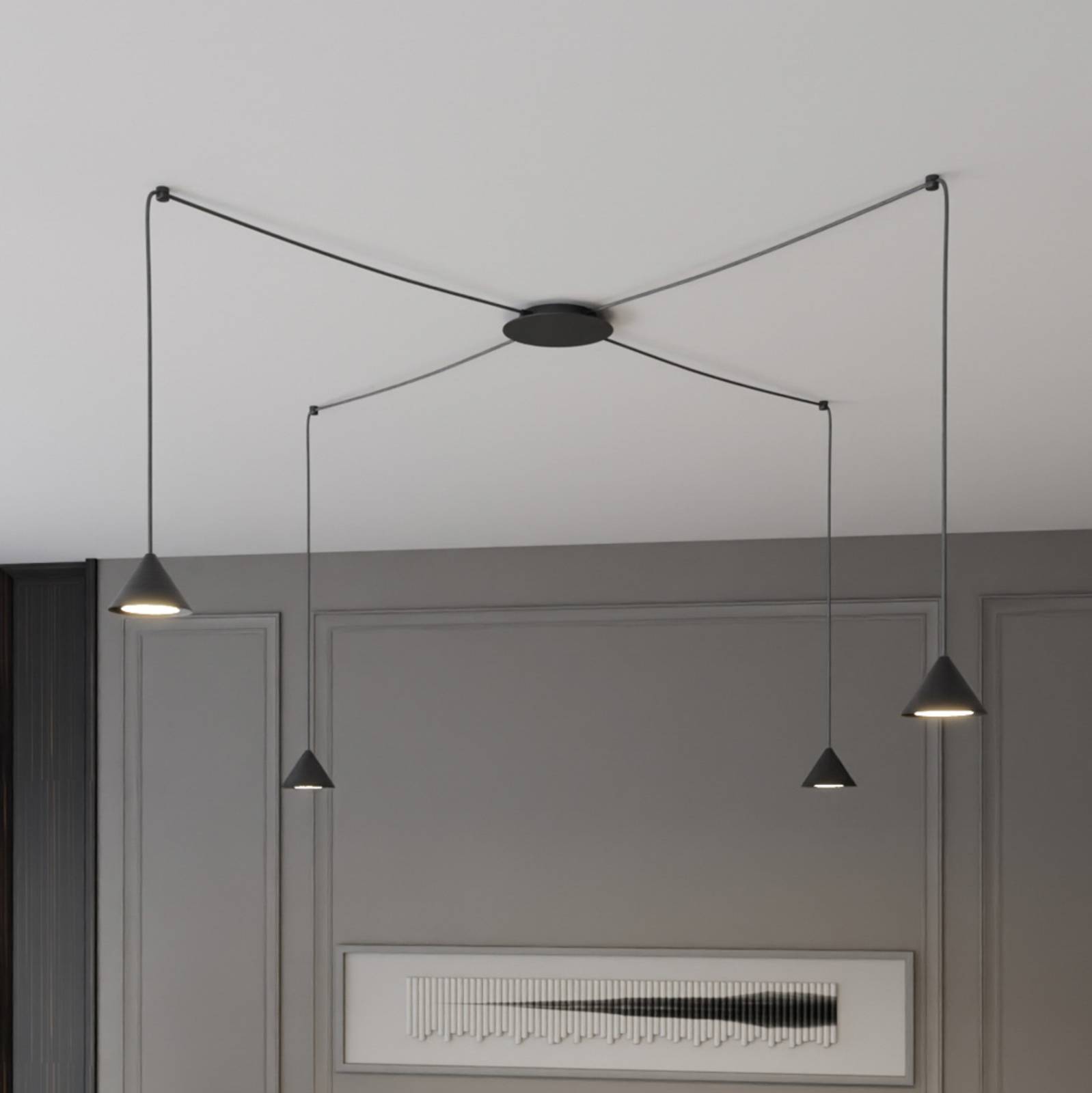 EMIBIG LIGHTING Suspension Elit Spider 4 lampes noir métal