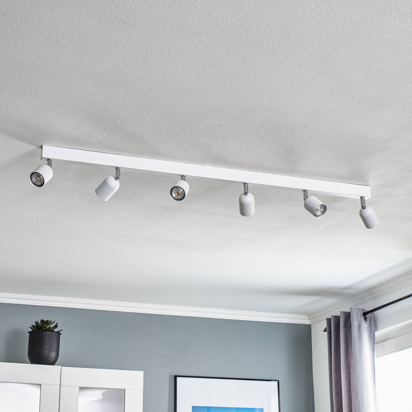 tk lighting spot pour plafond top, à 6 lampes, allongé, blanc