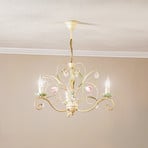 Florina chandelier with floral decor, 3-bulb