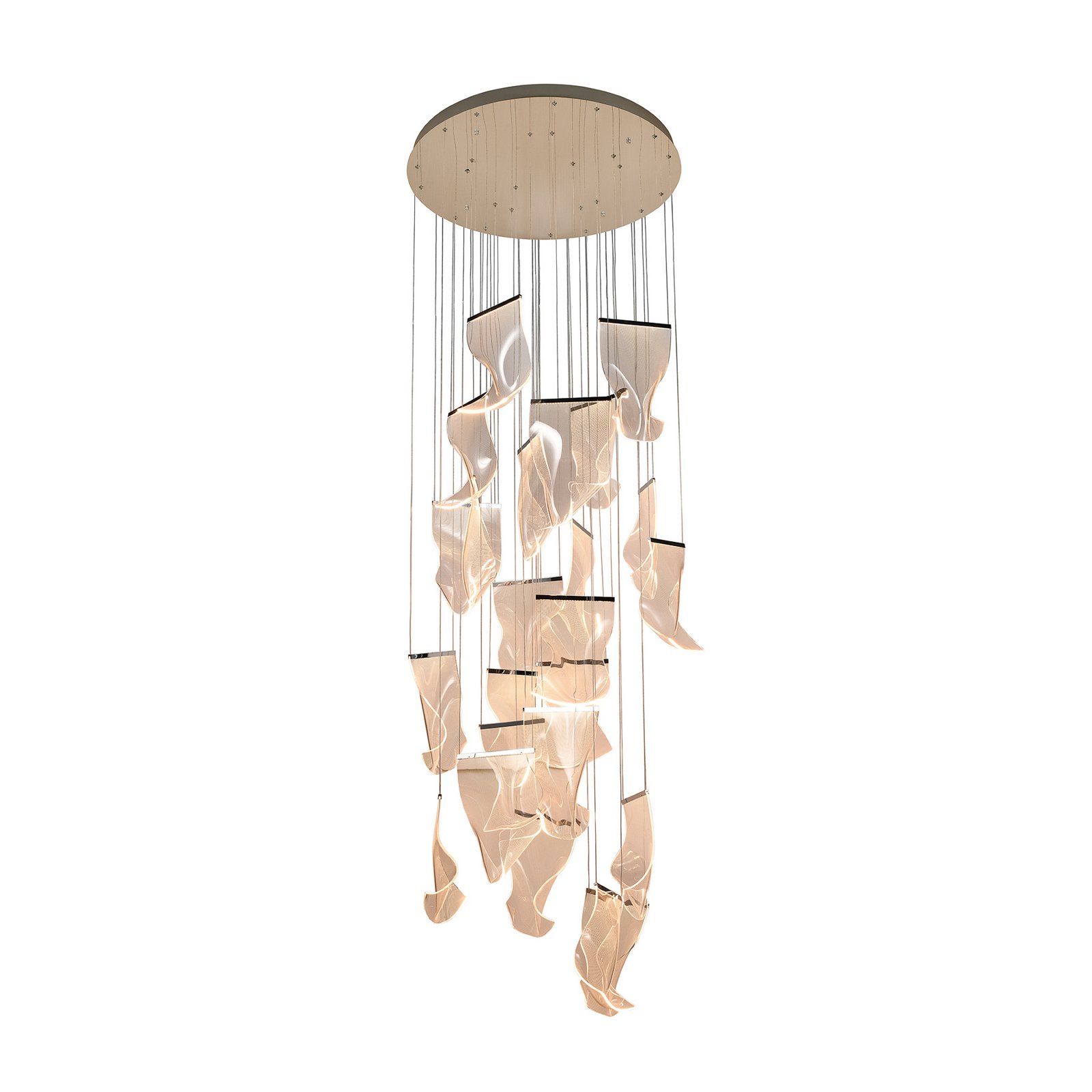 Velos LED pendant light, chrome, 24-fl. , metal, plastic