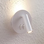 Lucande aplique de pared LED Magya, blanco, 2 luces. redondo