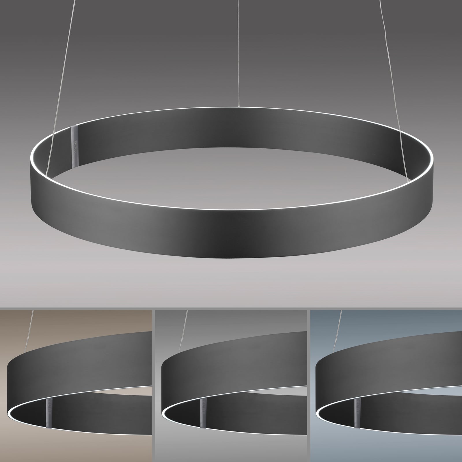 Suspension LED E-Clipse, gris mystique, Ø 70 cm, CCT - PURE Suspension LED E-Clipse, gris mystique, Ø 70 cm, CCT - PURE