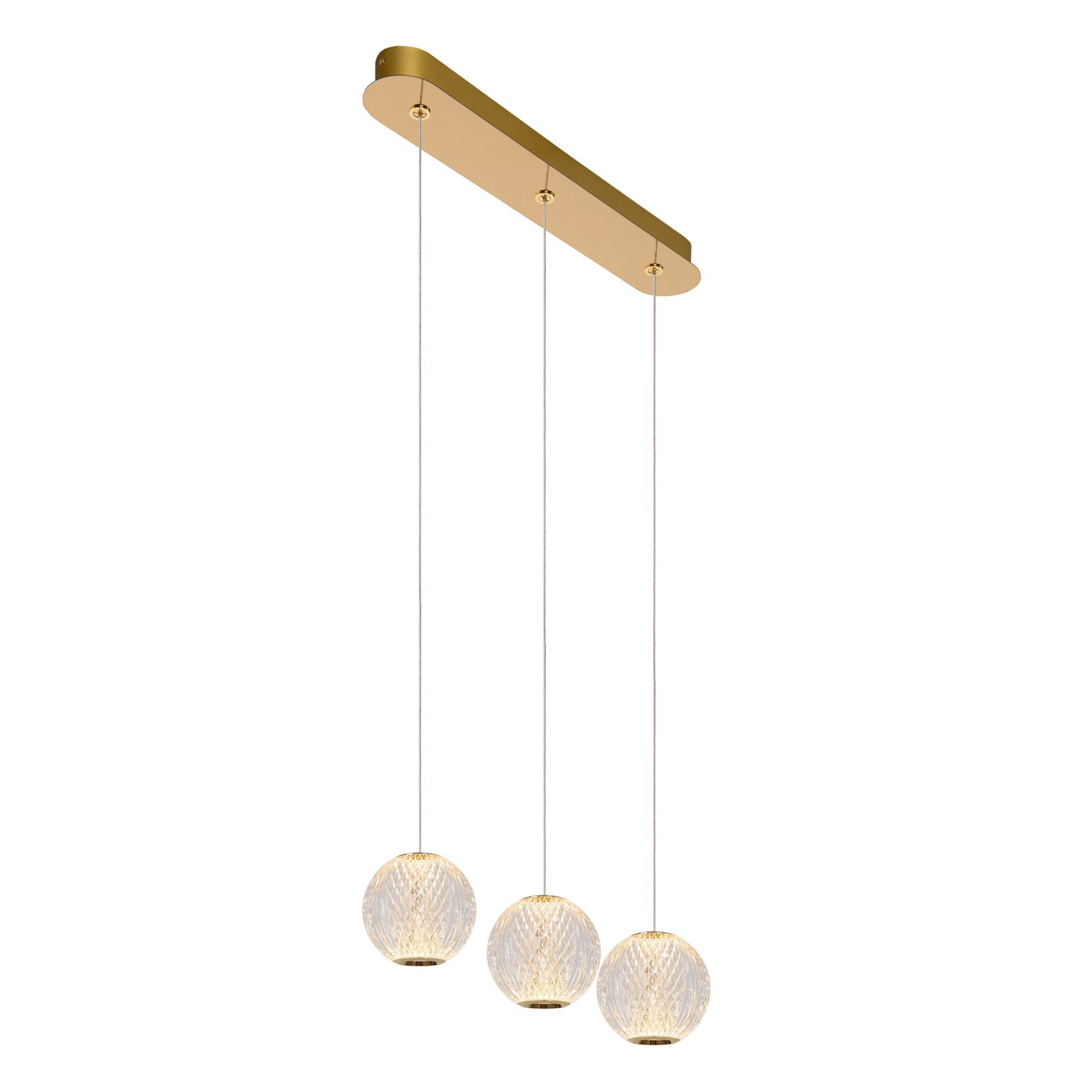 LED pendant light Cintra, angular, transparent/gold, acrylic