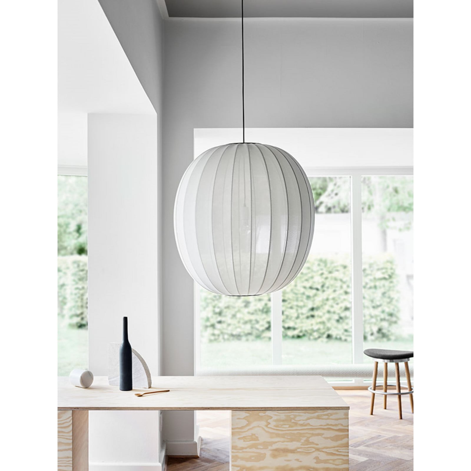 Knit-Wit 75 Round Pendelleuchte Pearl White Made By Hand - Schlafzimmer - Aluminium