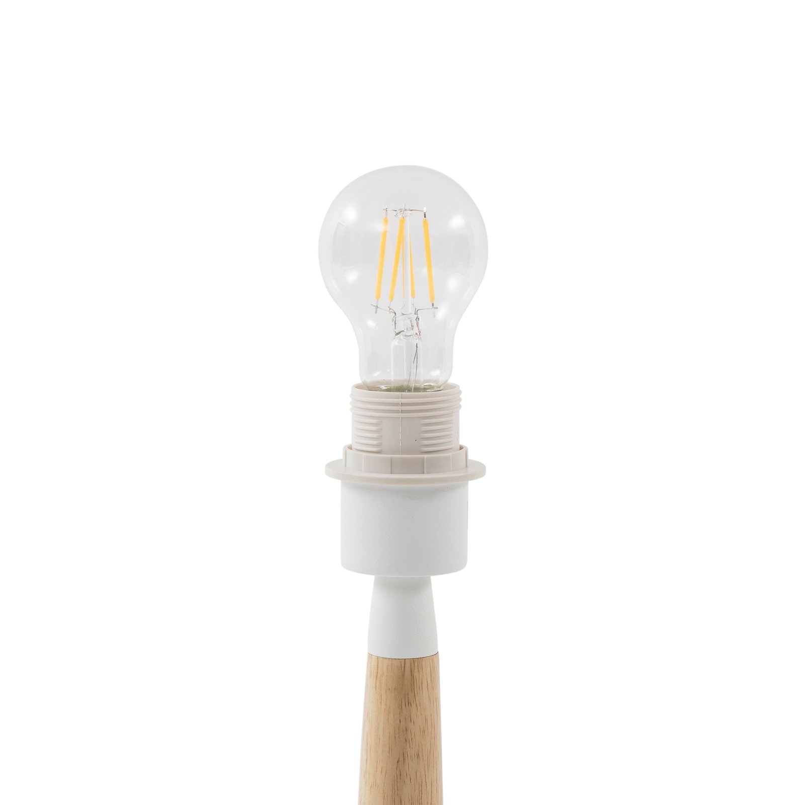 Lucande lampe à poser Ellorin, blanc, bois, Ø 37 cm, E27