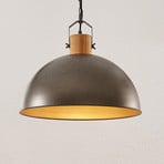 Lindby pendant light Holgar, green, wood, metal, Ø 45 cm, E27