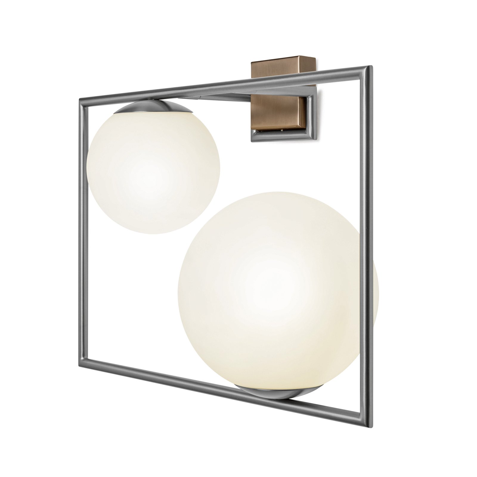 Buble wall light, steel-coloured, 2-bulb, glass