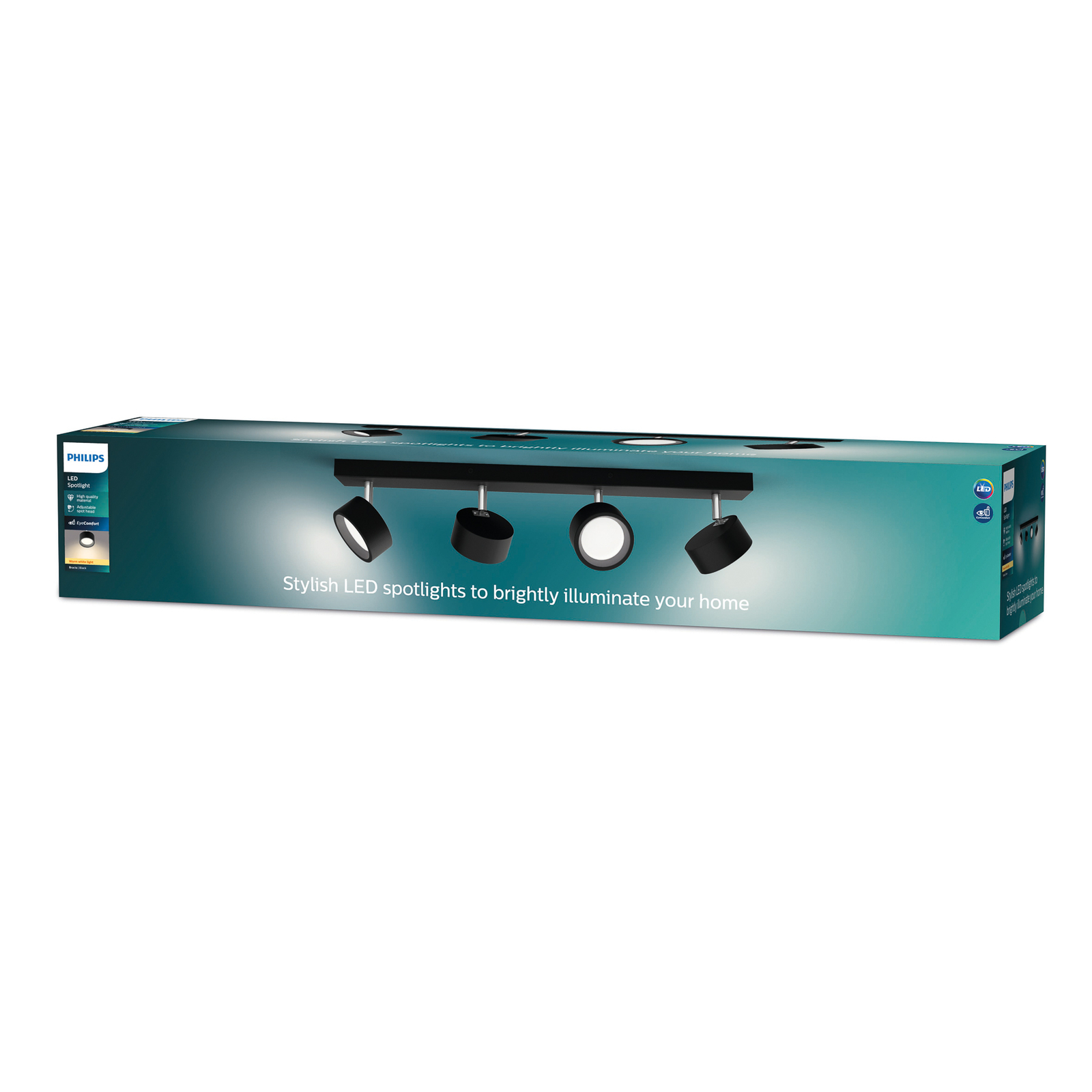Bracia LED-takspotlight 4 lampor, svart - Philips Bracia LED-takspotlight 4 lampor, svart - Philips