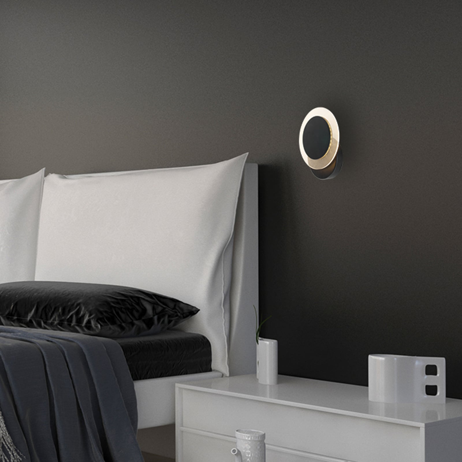 Aplique de pared LED Lido, negro, metal, 2700 K