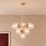 Suspension Zumba, gris-beige/transparent, 13 ampoules, verre