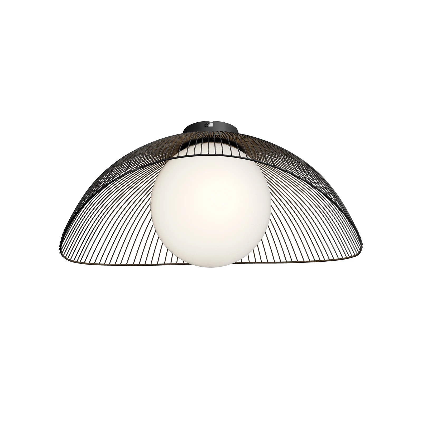 Lindby Fabronia plafondlamp, zwart/wit, glas, globe, E27