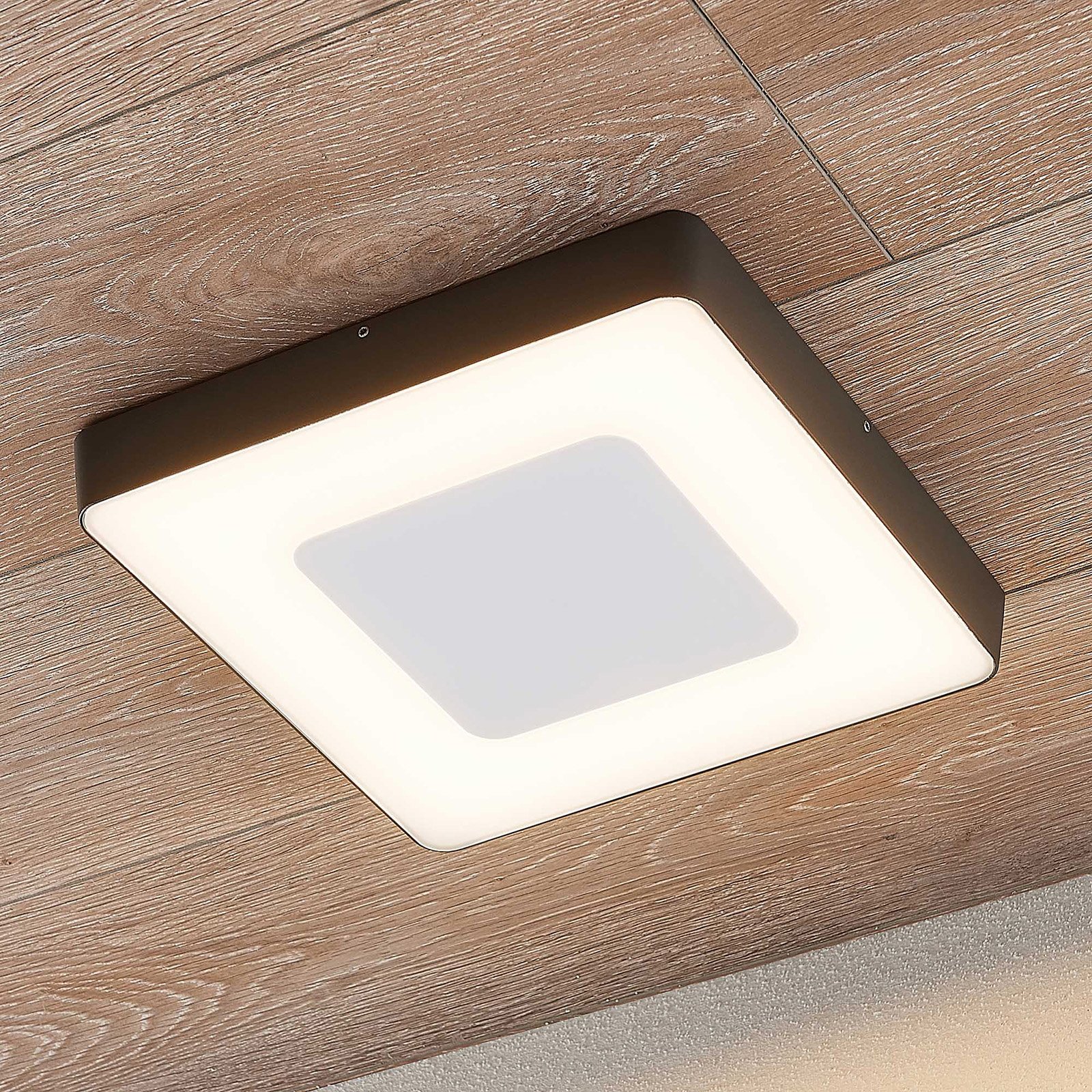 Sora LED outdoor ceiling light, angular, sensor