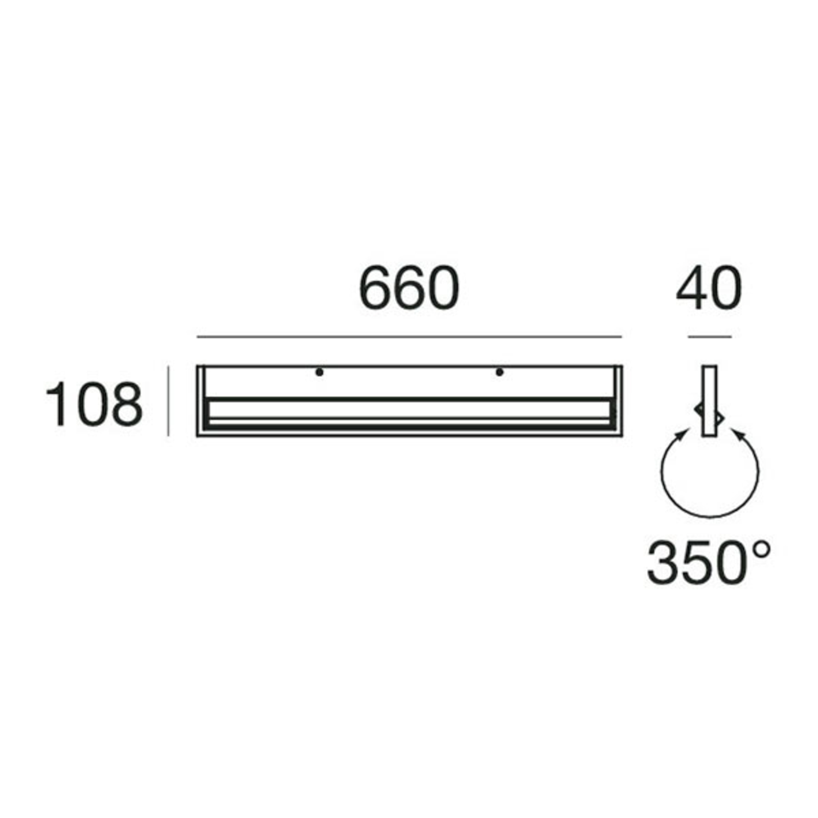 LED-vägglampa Tablet W1, bredd 66 cm, vit