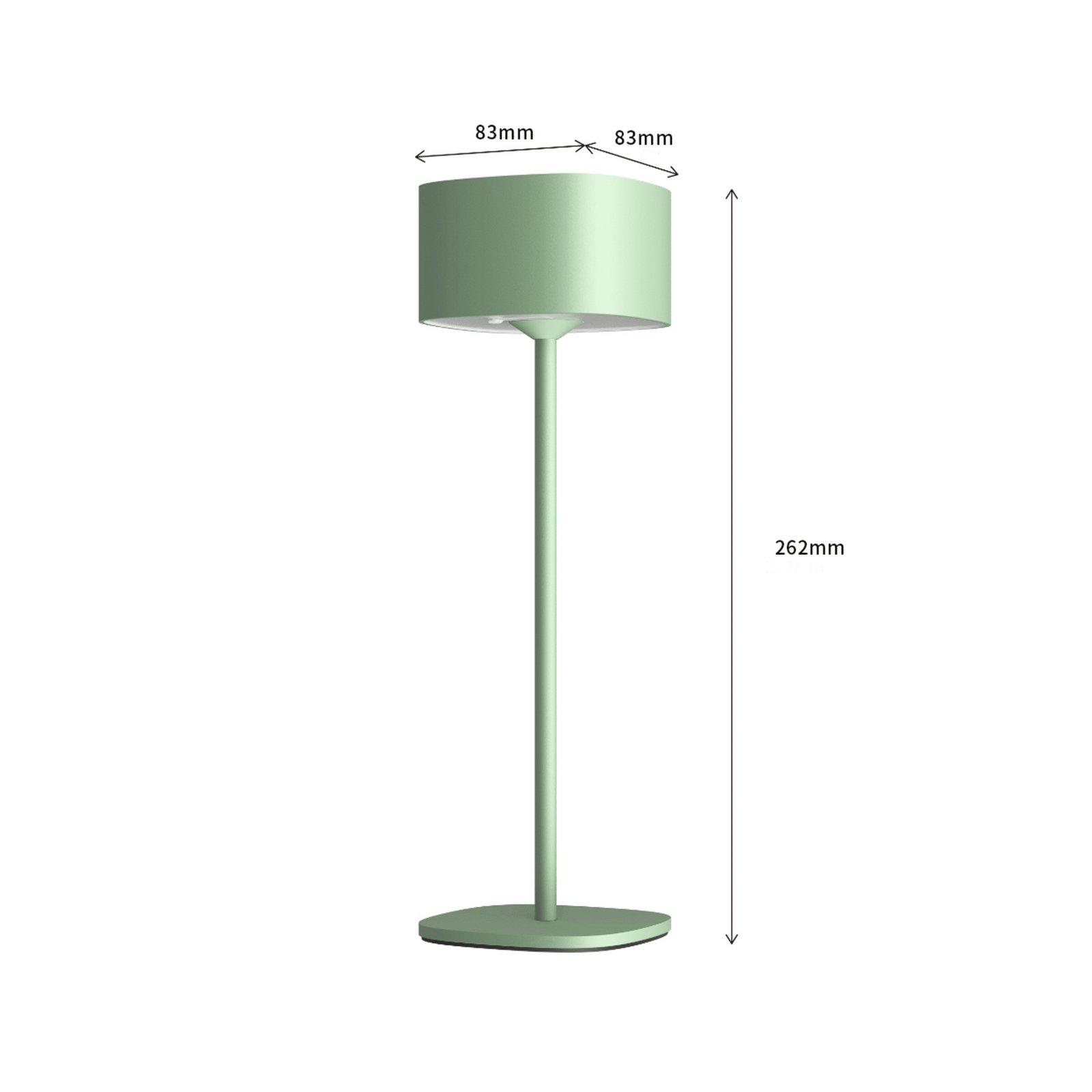Calex LED-Akku-Tischleuchte Serino, grün, Aluminium, 2.700 K