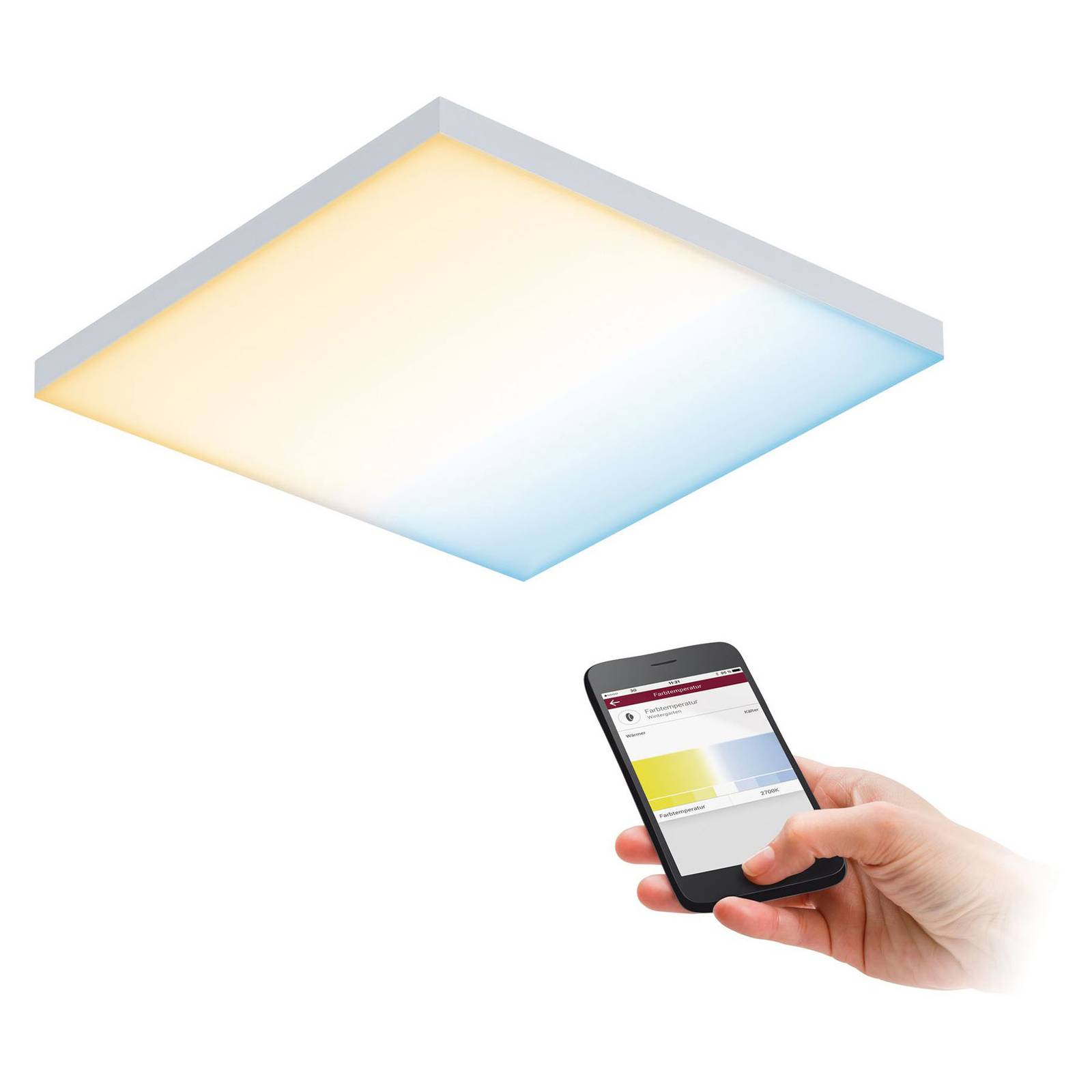 Paulmann Velora LED panel ZigBee 29.5x29.5cm 10.5W - Living / Dining Room - Flush Ceiling Light - dimmable - Modern - White