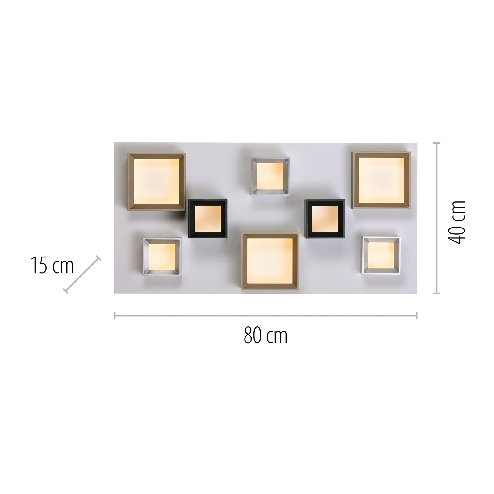 LED-stropna svetilka PURE Manhatten, večbarvna, 8-žarilna, CCT