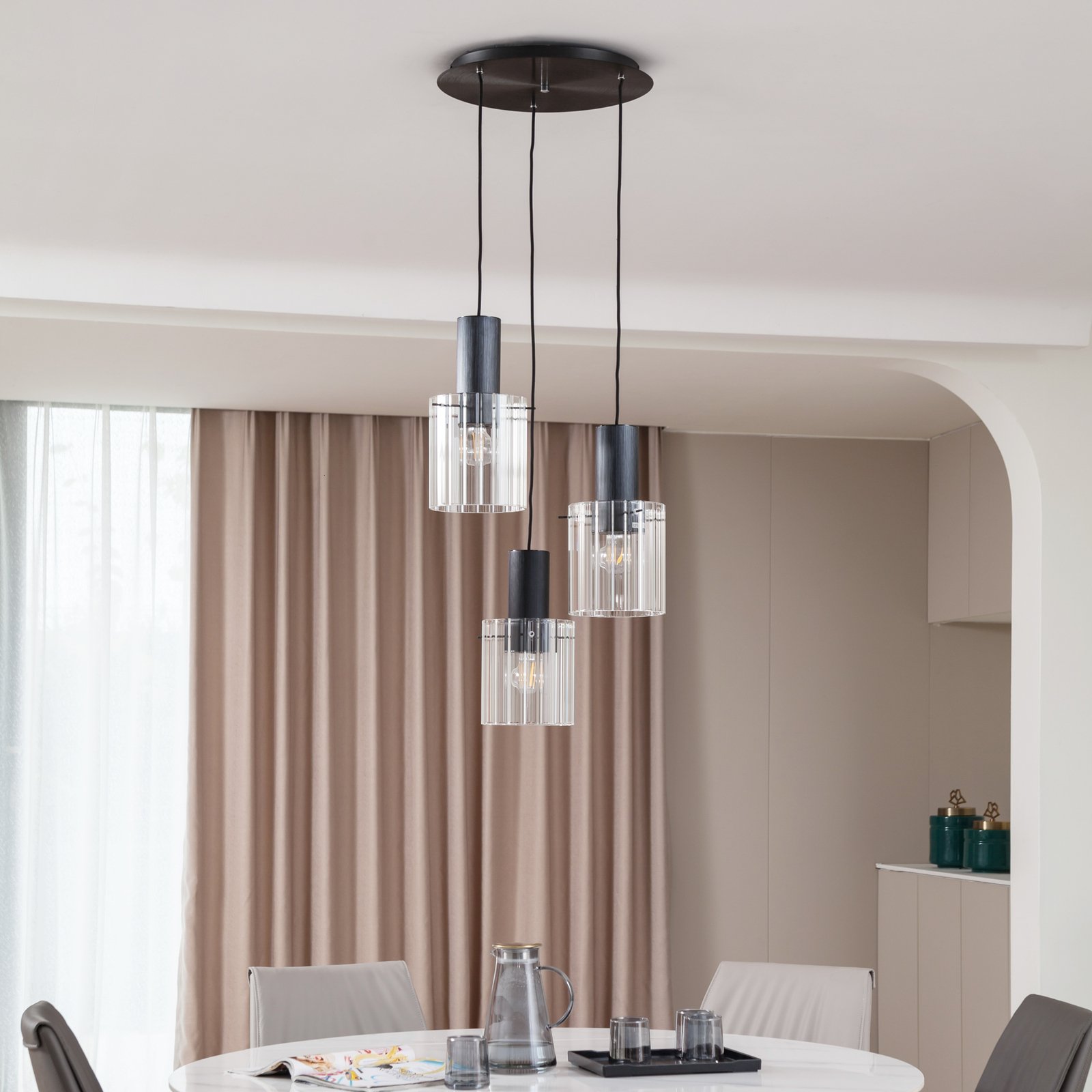 Eirian 3 Cluster Suspension Clear/Black - Lucande