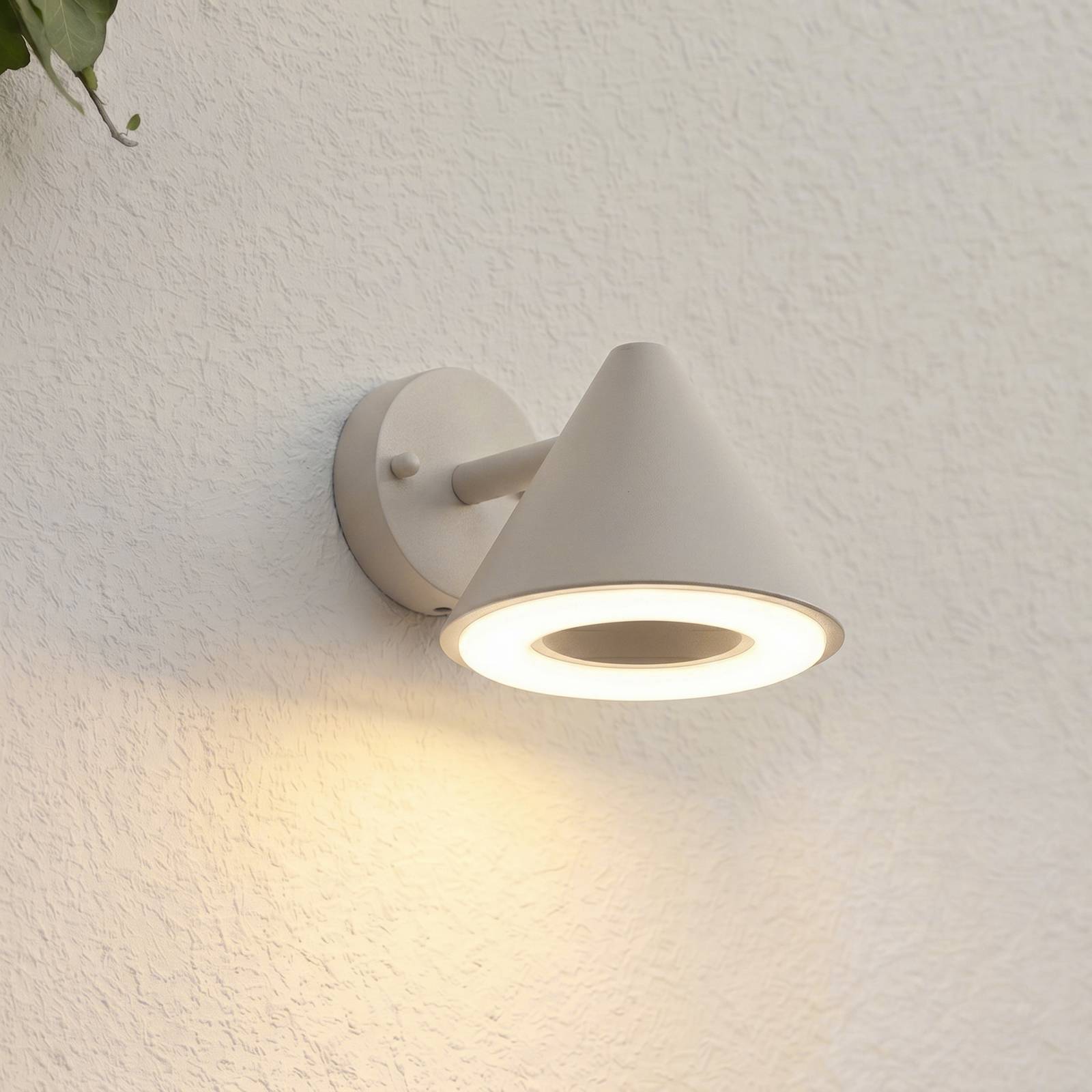 Lindby LED-utomhusvägglampa Soran, taupe, metall, IP44