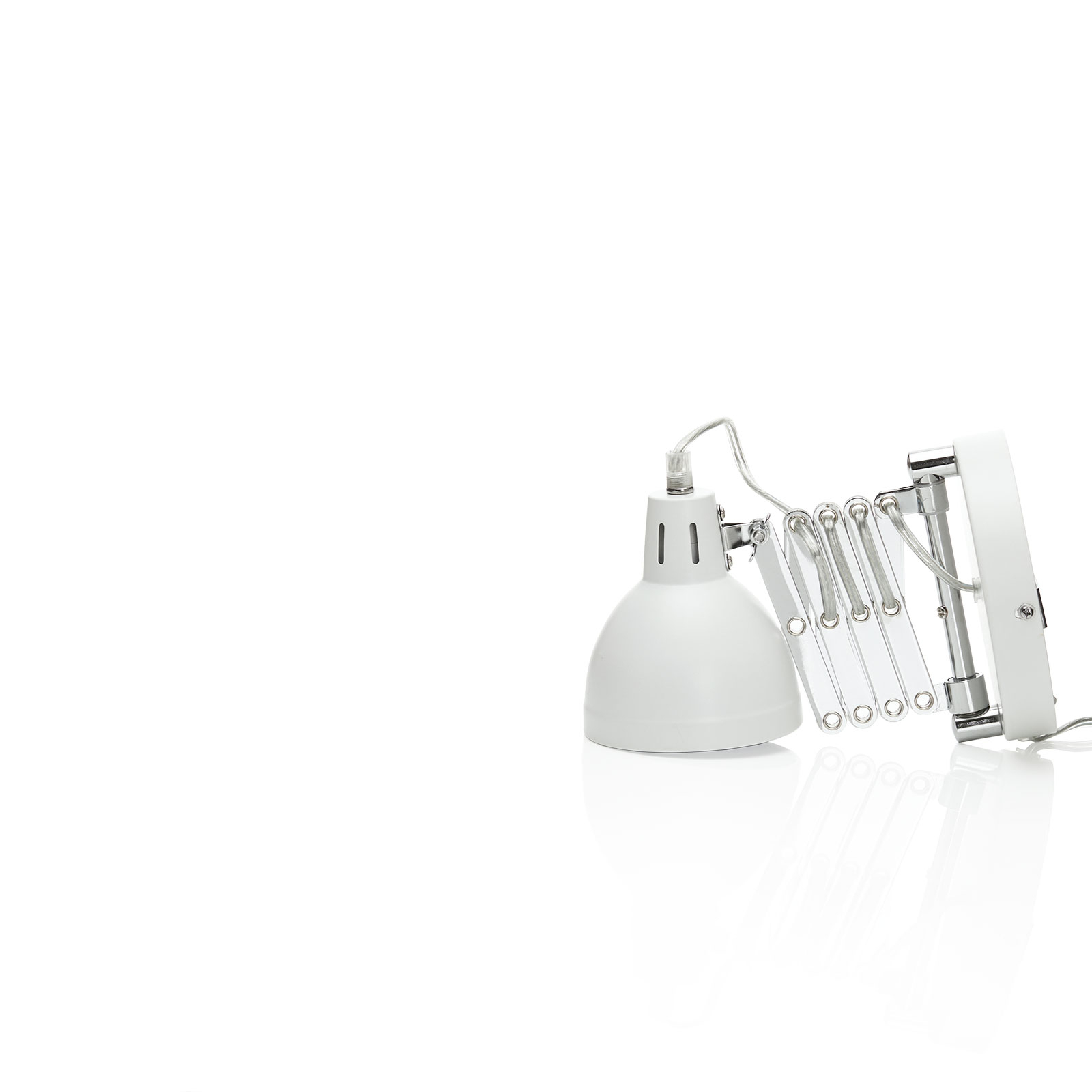 Scissor wall light, white, metal, plug, accordion