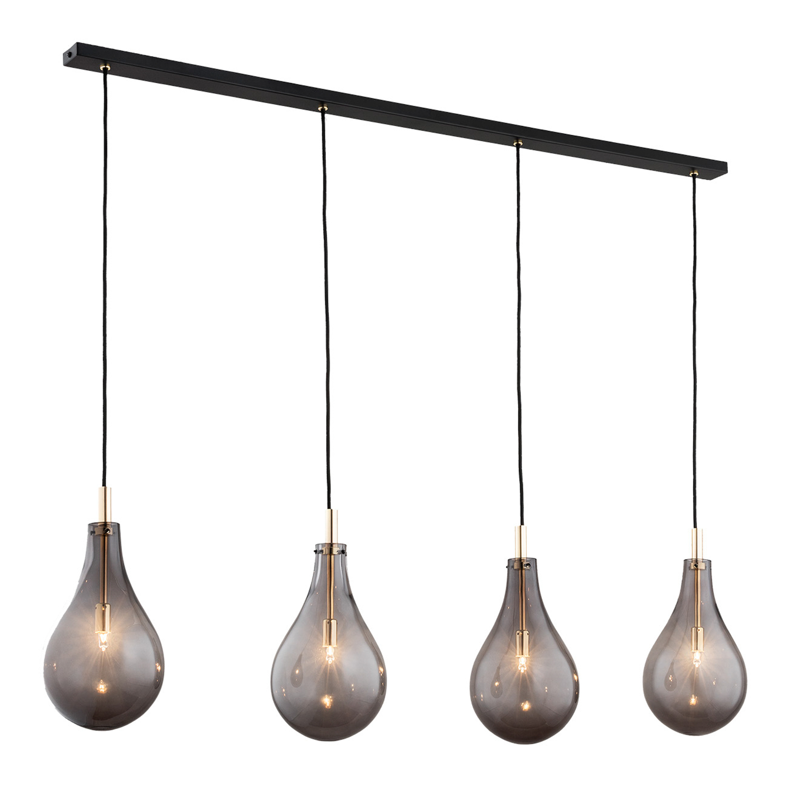 Oaza pendant light, 4-bulb, smoky grey/black