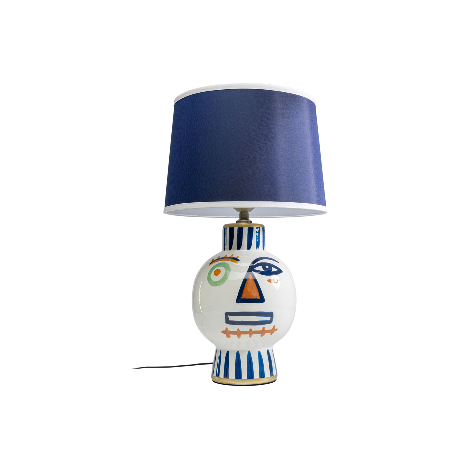 KARE Galda lampa Two Face, zila, tekstils, porcelāns, 65 cm